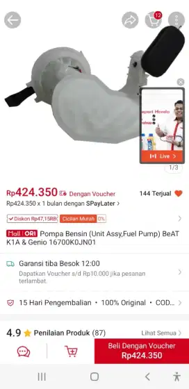 FUEL PUMP BEAT K1A BEAT DAN BEAT STREET 2020 - 2024