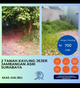 MURAH 2 KAVLING JEJER SIAP BANGUN JAMBANGAN SURABAYA