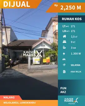 d096 Rumah Kost 2 Lantai Kawasan Sukarno Hatta Malang