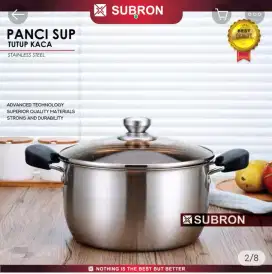 Soup Pot Panci Sup Tutup Kaca Subron 24cm Stainless TEBAL