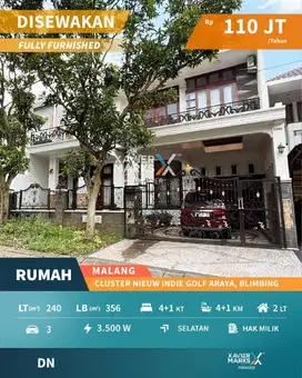 d097 Disewakan Rumah Full Furnished di Cluster Nieuw Indie Golf Araya