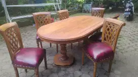 Meja makan salina kursi 6 kayu jati asli