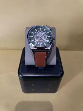 Fossil Skeleton Everett Automatic Brown Leather Jam Pria - ME3261
