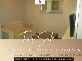 Dijual Apartement Thamrin Residence High Floor 1BR Full Furnished