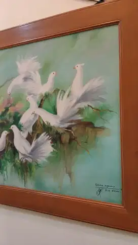 Lukisan burung white pigeon