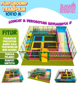 Playground Indoor Ukuran 10 x 10 M lengkap Trampolin Bisa Custom Warna