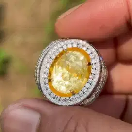 Permata Yellow Sapphire Ring Emas Berlian