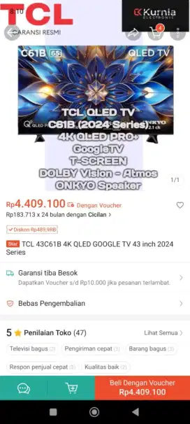 TCL Android TV Qled 43C61B