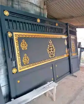 Pagar gerbang minimalis mewah motif pelat cutting laser bergeransi