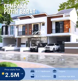 DIJUAL RUMAH CANTIK 2 LANTAI LINGKUNGAN PREMIUM CEMPAKA PUTIH JAKARTA