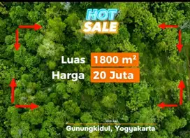 Di jual Tanah Super Murah luas 1800m² Lokasi Tanjungsari, Gunungkidul.