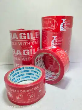 lakban fragile untuk paking 100 yard merah
