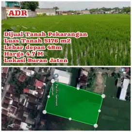 Dijual Tanah Pekarangan Jaten Karanganyar