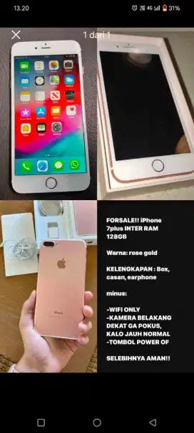 IPHONE 7 PLUS RAM 128GB INTER