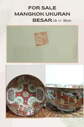 Porselen Mangkuk Besar Family Rose ukuran 38cm Handmade Guandong China
