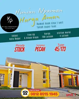Dijual Rumah Minimalis Hoek Murah DP 0 di Puri Anggrek, Bogor