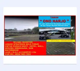 DICARI INVESTOR LOKASI STRATEGIS SOLO TIMUR