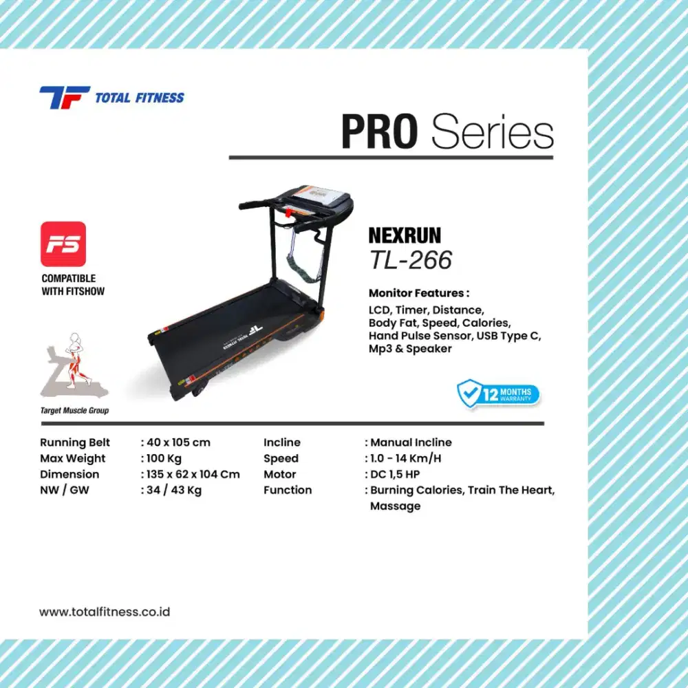 Treadmill elektrik TL-266 alat olahraga CDS-819