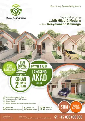 RUMAH T.45/72 SIAP HUNI BAYAR 1 JUTA LANGSUNG AKAD CICILAN 2 JT-AN