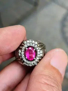 Cincin Batu tourmaline rubellite 1.10 crat ring perak memo CGL