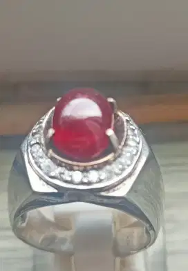 Cincin permata Ruby merah delima original