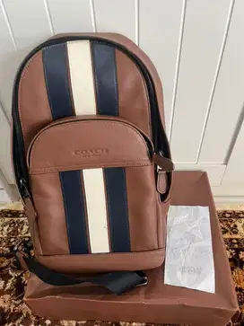 Men’s Coach Brown Leather Slingbag Authentic (Tas Coach Kulit Asli)