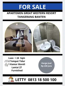 Apartemen Great Western Resort Tangerang Banten Rp 230 Juta