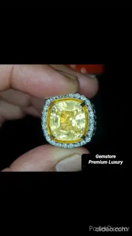 Permata Yellow Sapphire Ring Emas Berlian