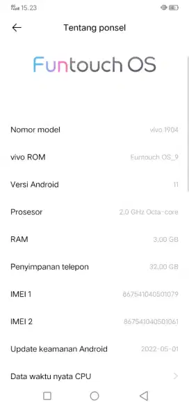 Vivo y12 ram 3/32