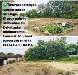 Dijual tanah dekat pabrik tigapilar