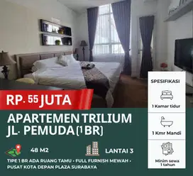 TRILIUM 1 BR Bukan Studio‼️ Apartemen Siap Huni Pusat Kota Surabaya