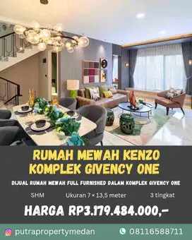 DIJUAL RUMAH MEWAH FULL FURNISHED DALAM KOMPLEK EKSKLUSIF GIVENCY ONE