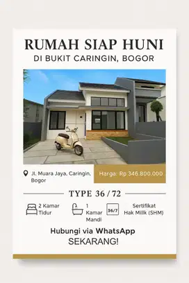 Rumah Siap Huni Harga Terjangkau 5 menit Tol Caringin Bogor
