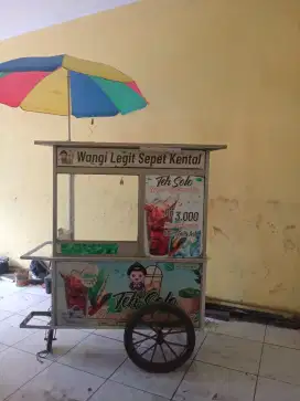 gerobak aluminium jual es teh solo