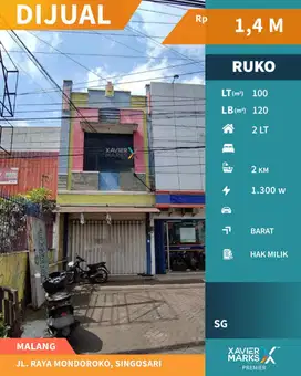 Dijual Ruko Strategis di Poros Jalan Raya Mondoroko, Malang