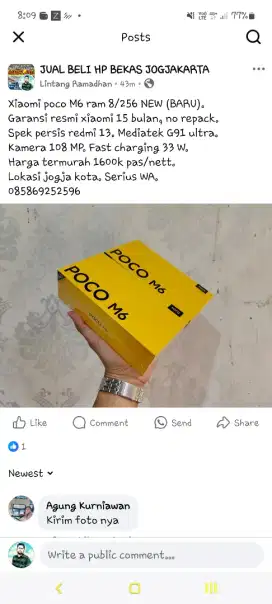 Xiaomi poco M6 ram 8/256 new ( setara c75 m7 redmi note 13c 14c pro )