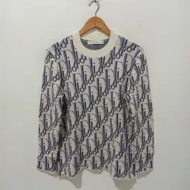 Christian Dior Obligue Wool Cashmere Jacquard Knit Made in Italy