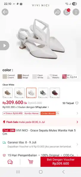 New - Jual Rugi - VIVI NICI- Grace Sepatu Mules Wanita Hak 5 Cm