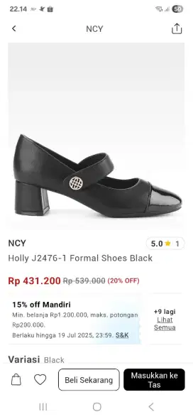 Jual Rugi - New - NCY - Holly  Formal Shoes Black