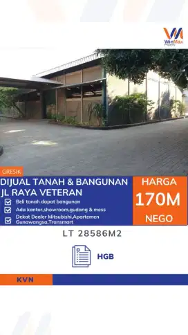 Dijual Tanah & Gudang Komersial Raya Veteran Gresik – Lokasi Premium
