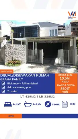 Dijual/Disewakan Rumah Mewah Graha Family Blok Favorit Ada Kolam