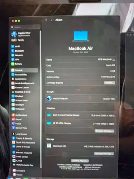 Macbook AIR M2 15inch 8/256 (Pemakaian Pribadi) MULUS KAYAK BARU