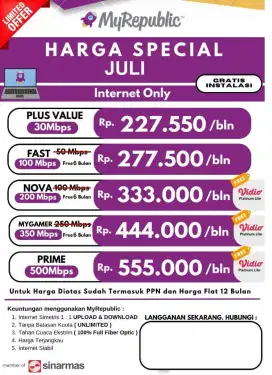Promo pemasangan internet myrepublic