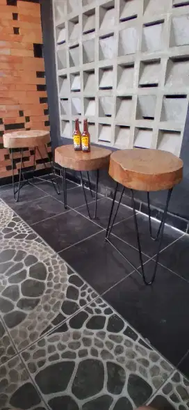 cafe table bar kayu trambesi solid baja