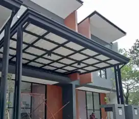 Kanopi carpored teres minimalis mewah atap alderon upvc dobel layaer