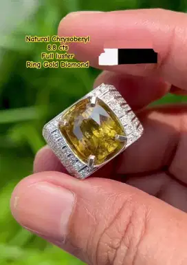 Permata Chrysoberyl Ring Emas Berlian