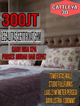 dijual studio furnis atas mall bassura city