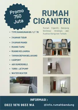 Rumah Cantik Ciganitri Buahbatu Siap Huni Ready SHM + IMB