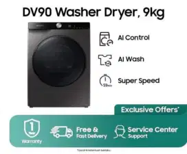 Samsung Dryer 9Kg dengan Super Speed, Hygiene Care - DV90T7240BX/SE