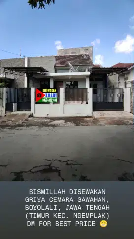 DIKONTRAKKAN RUMAH Dekat Pintu Tol Ngemplak Solo
